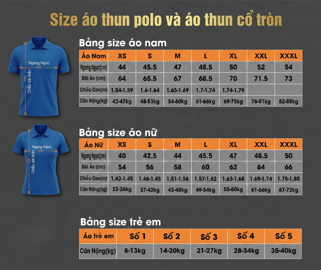 bản size đồng phục F-Design Unifomr